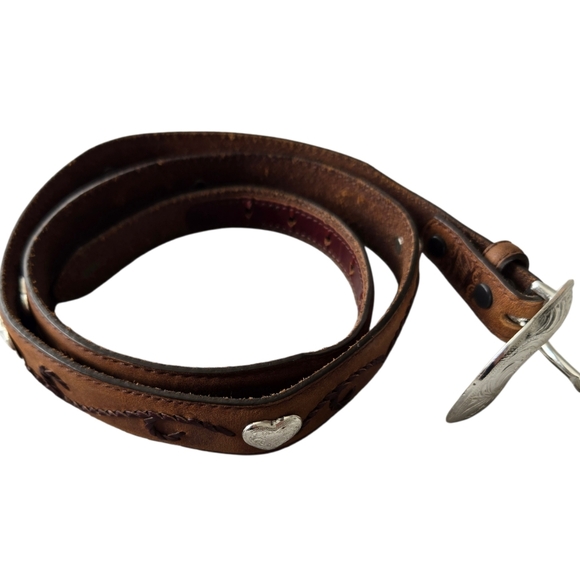 Tony Llama Brown Leather Belt Size 34 - Picture 5 of 7